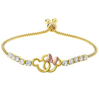 Disney Mickey and Minnie Mouse Bracelet Official License, Clear Crystals