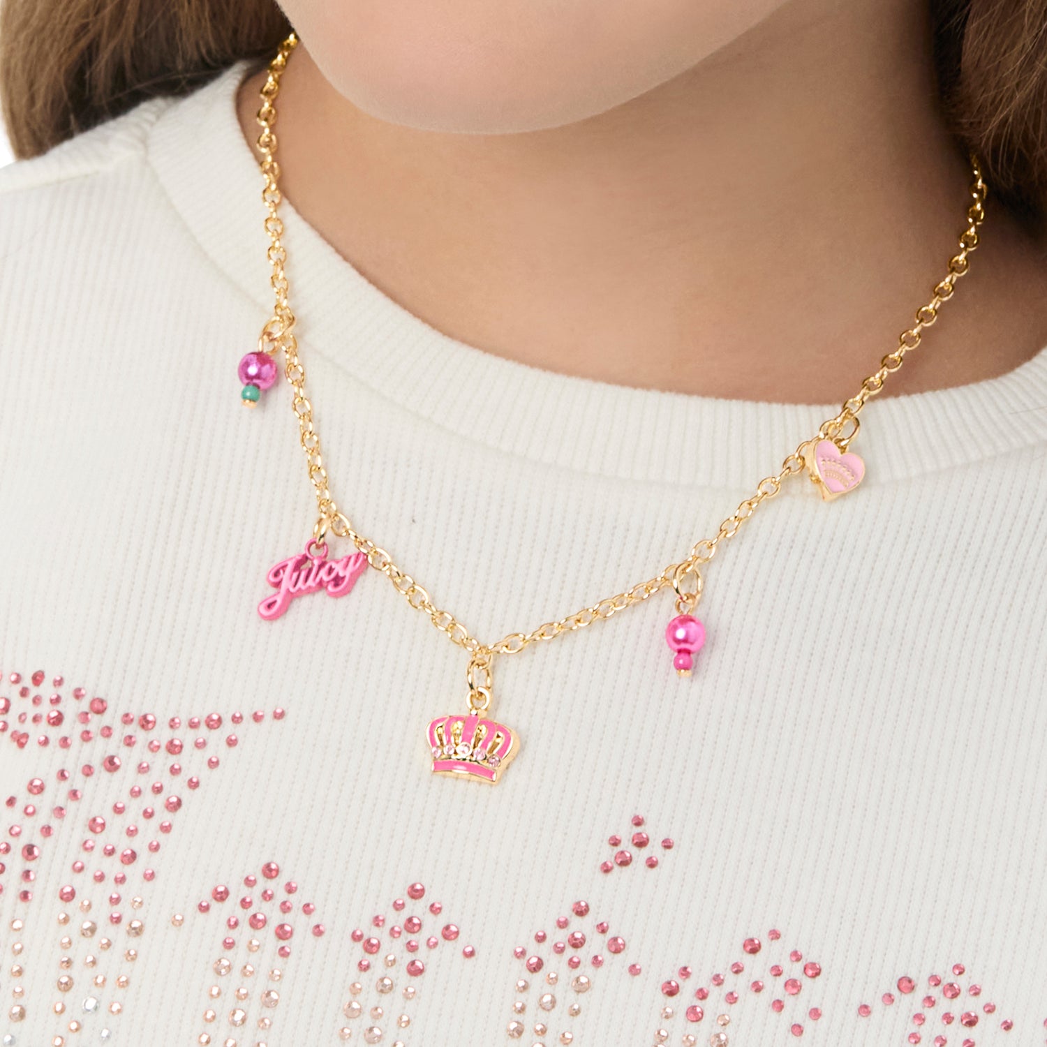 Juicy Couture Kids 15+2" Beaded Charm Necklace