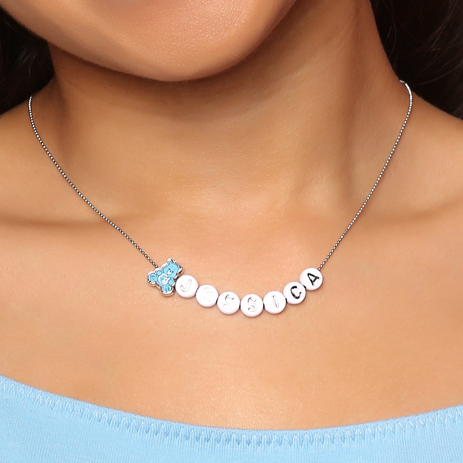 SALLY ROSE DIY Word Care Bears Necklace for Official License, 16" Necklace with Letter Beads for a Custom Necklace