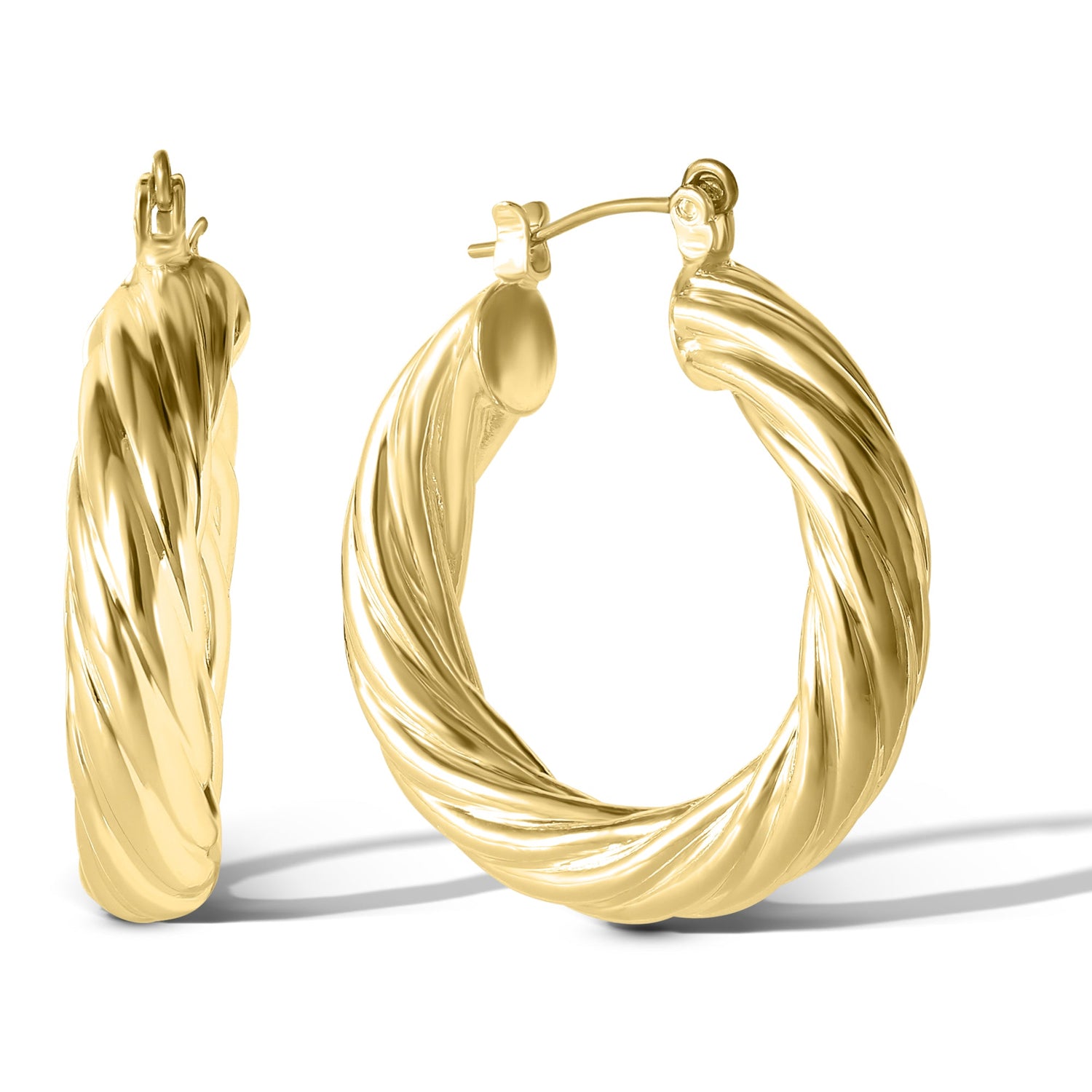 Jessica Simpson Womens Thick Twisted Hoop Earrings - Gold-Tone Small Hoop Earrings