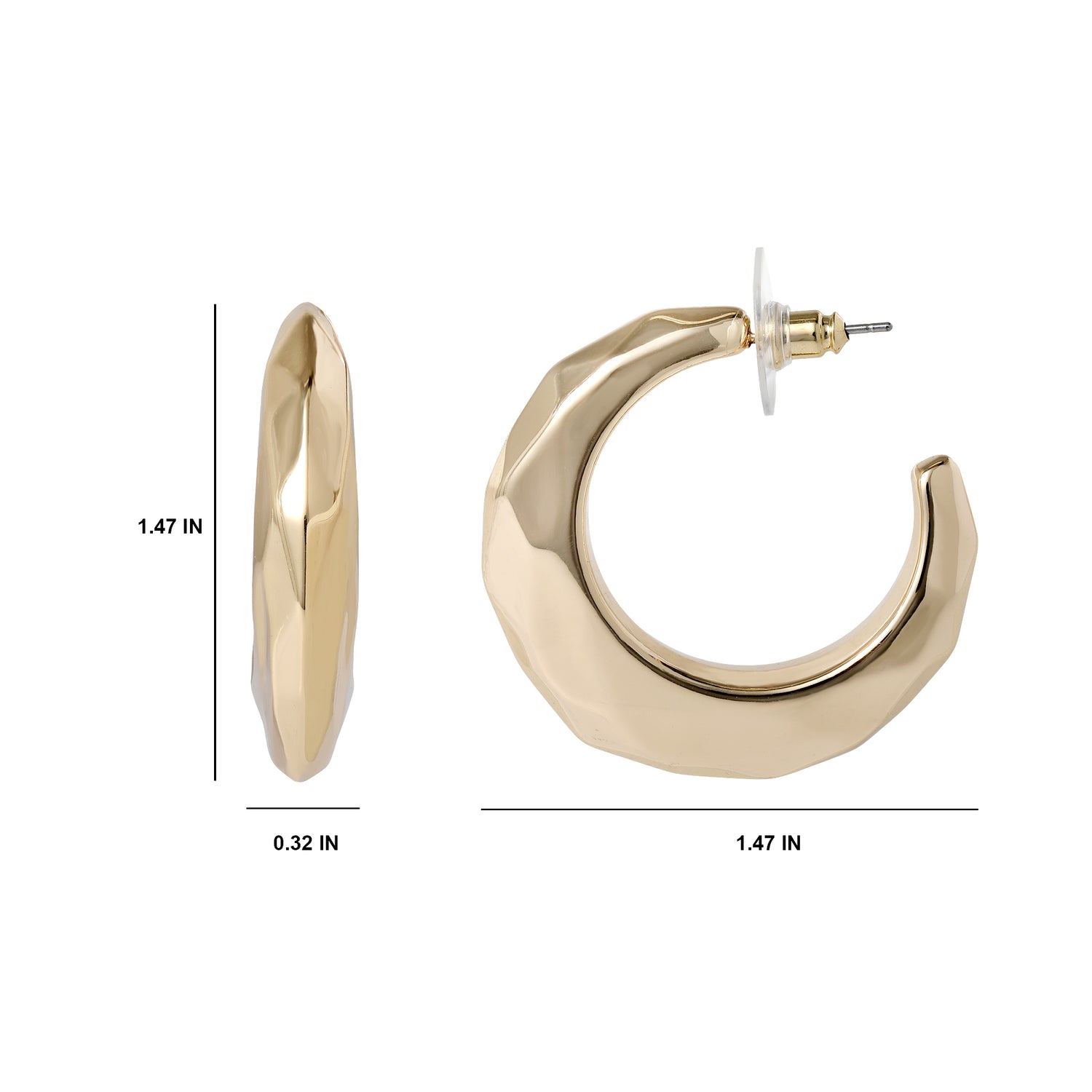 BCBG Textured Croissant Hoop Earrings