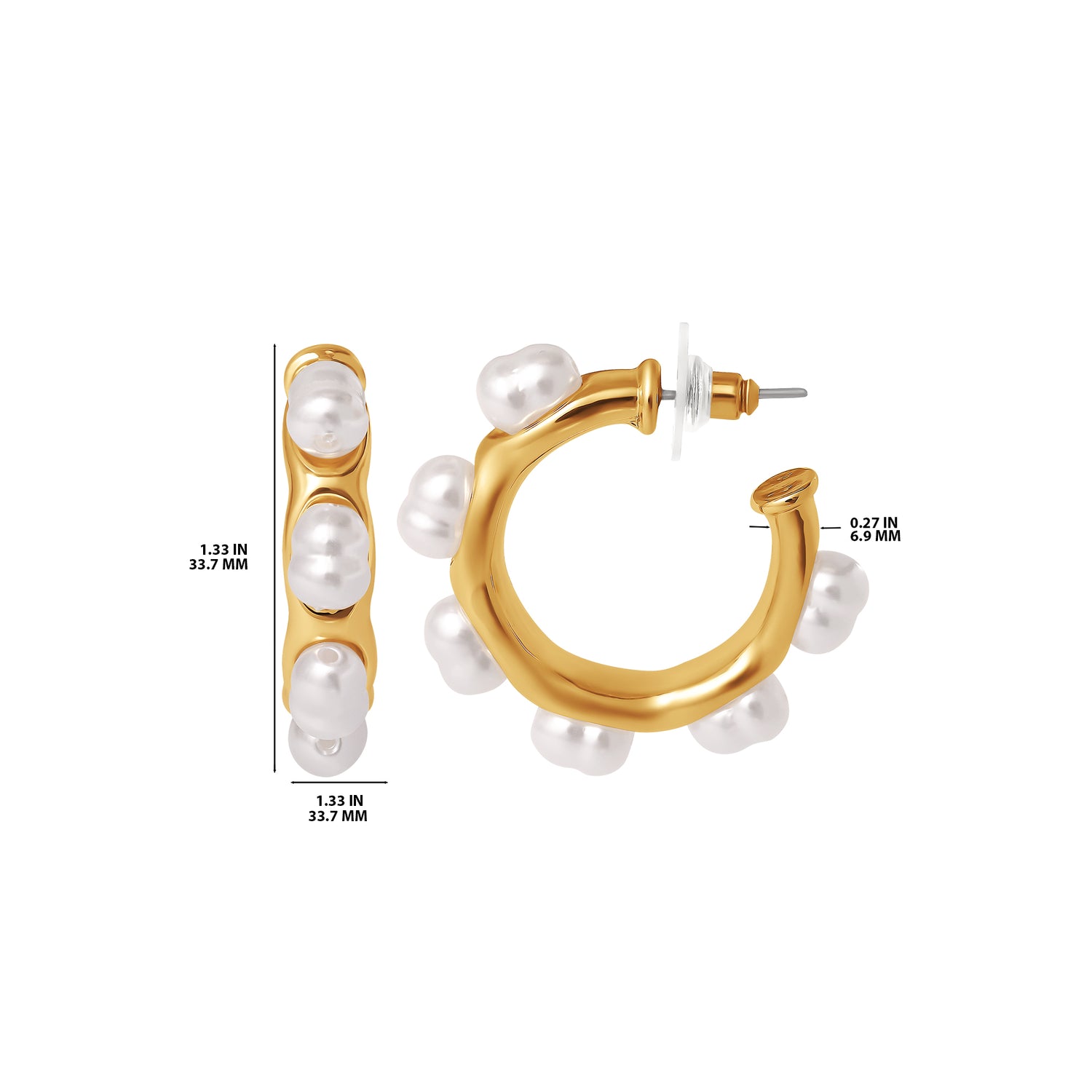 BCBG Pearl Hoop Earrings