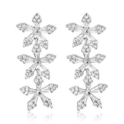 Jessica Simpson Crystal Snowflake Drop Earrings - Silver