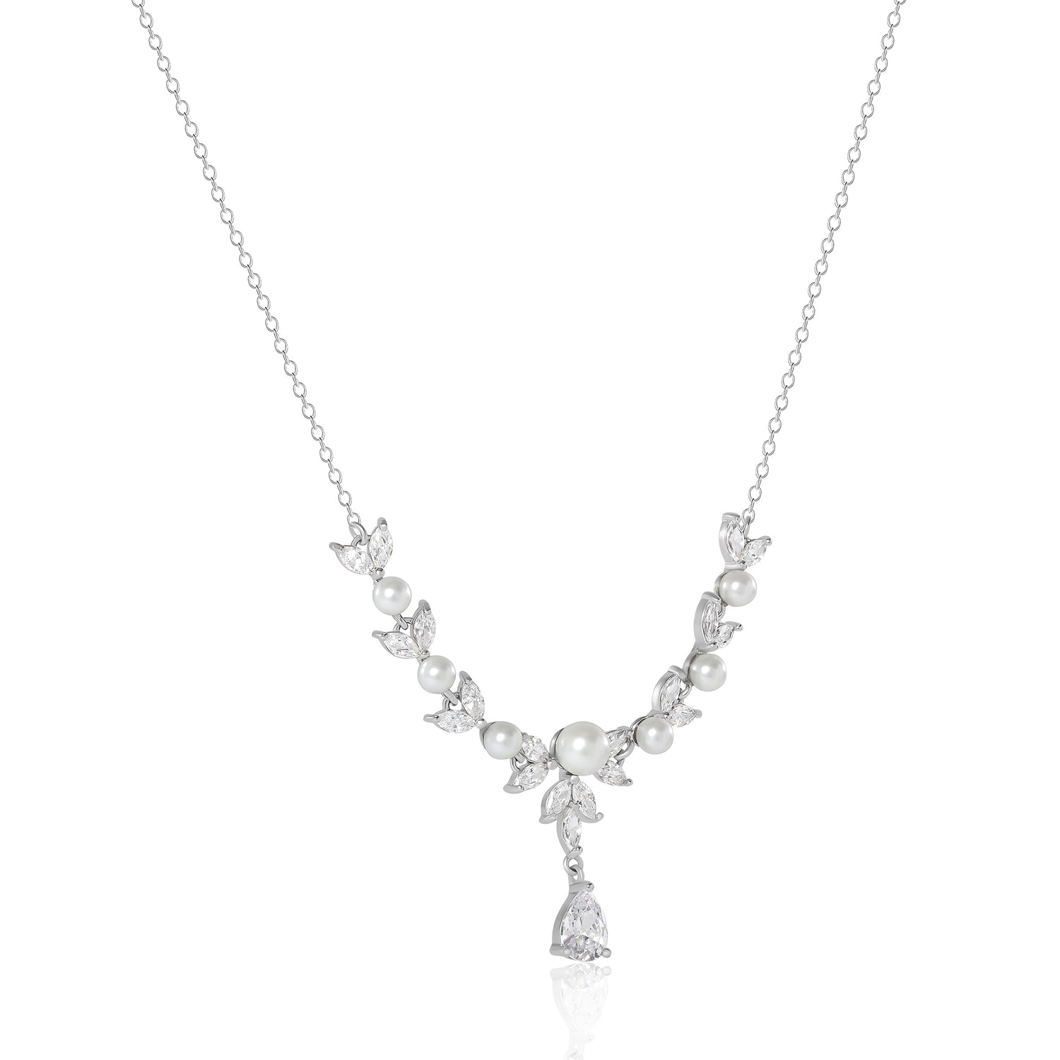 Jessica Simpson Pearl & Crystal Drop Necklace