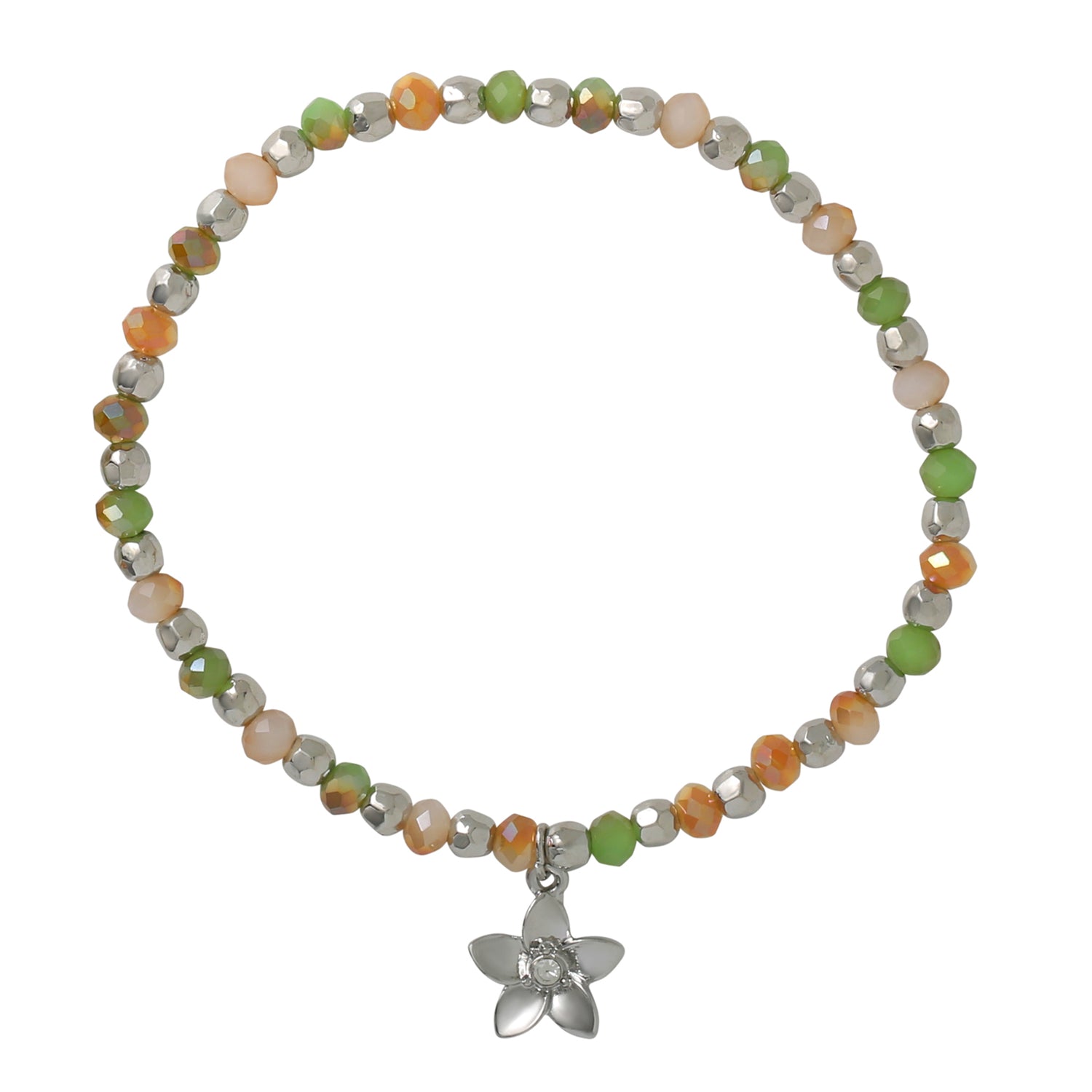 Celebrity Pink Stackable Beaded Bracelets for Women 5-Piece Set with Charms