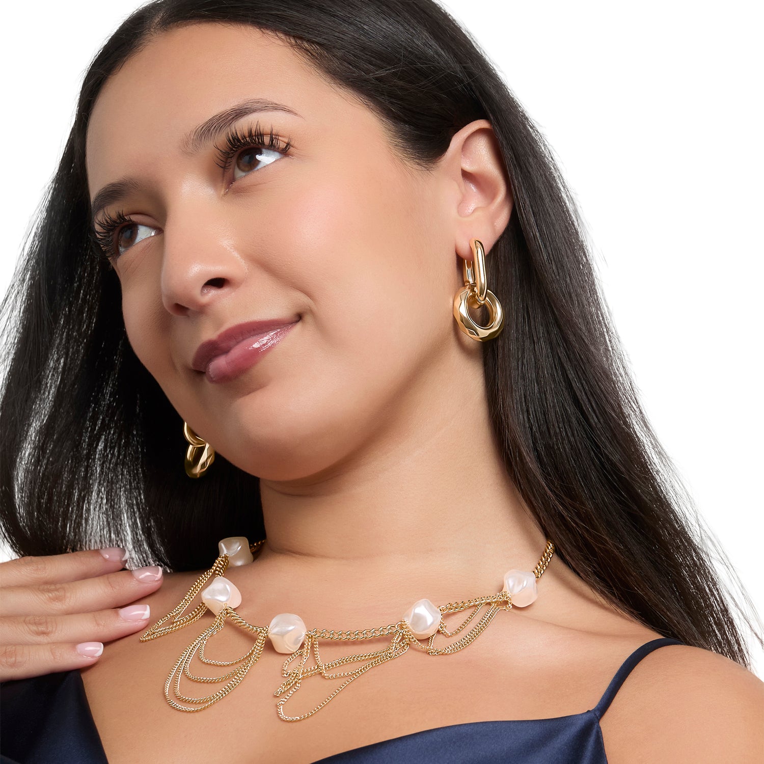 Gold Link Drop Earrings