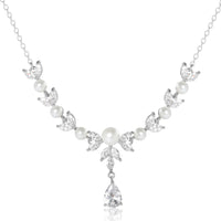 Jessica Simpson Pearl & Crystal Drop Necklace