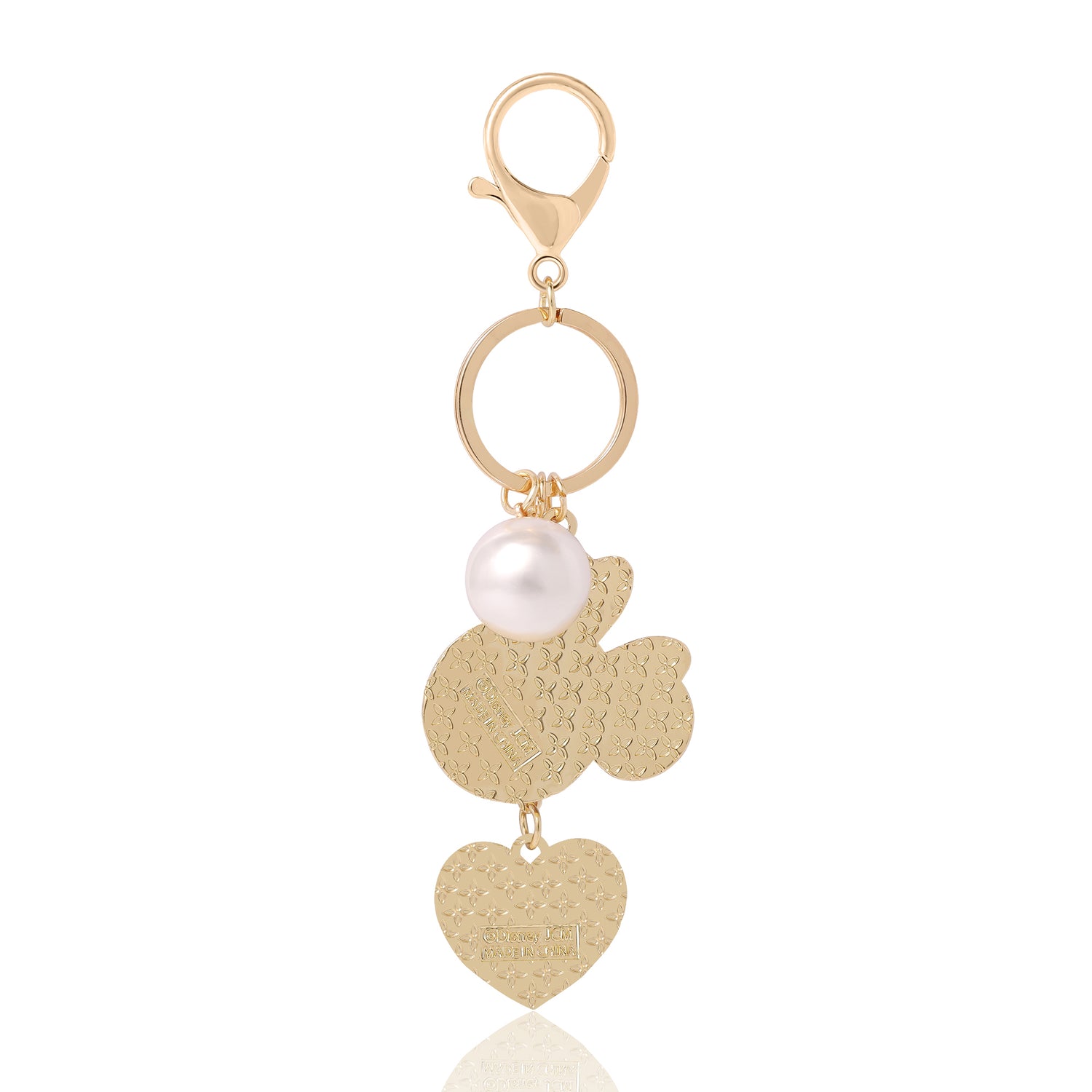 Disney Minnie Mouse Keychain with Pearl and Glitter Heart Charms