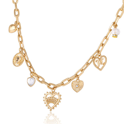 Juicy Couture Heart Juicy Logo Charm Necklace - 18+2''
