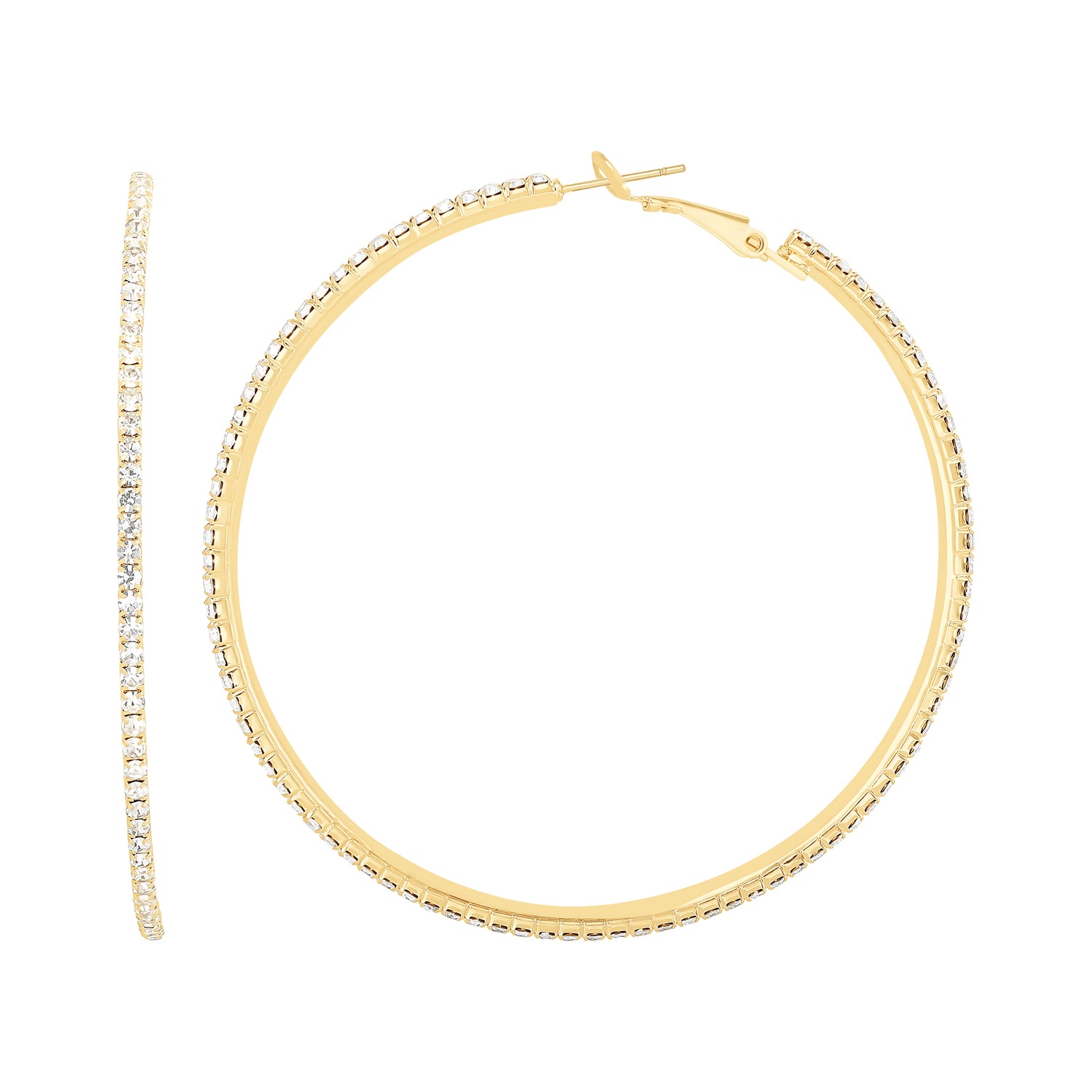 JS Jessica Simpson Large Crystal Hoop Earrings