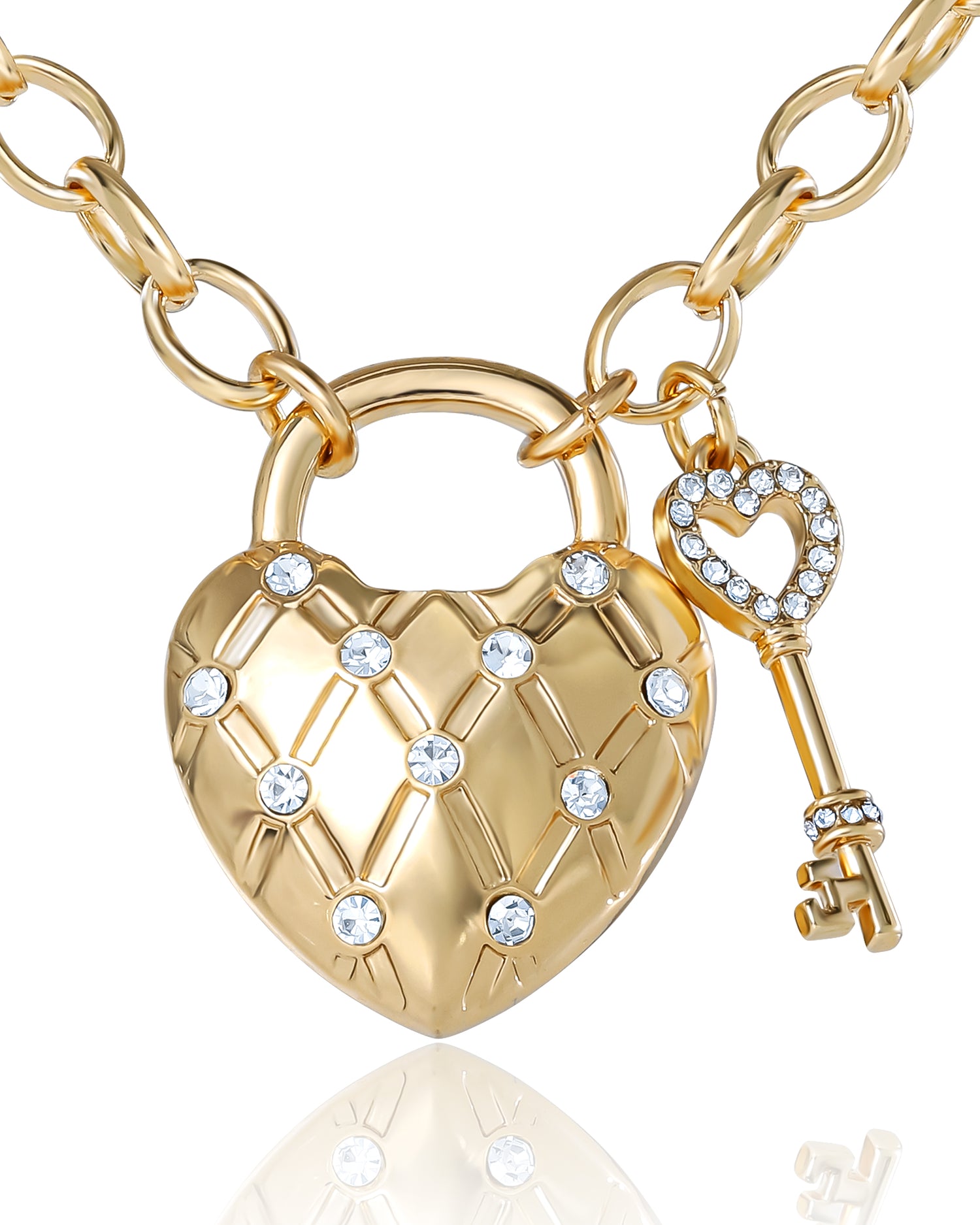 Juicy Couture Heart Locket with Key Pendant Necklace, Gold‑Tone