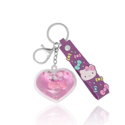 Hello Kitty Acrylic Liquid Heart Keychain, Bag Charm, Kawaii Keychain