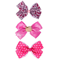 Hello Kitty Hair Clips Bow Set 3-Piece Set Official License,  Pink Bows