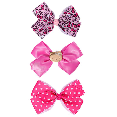 Hello Kitty Hair Clips Bow Set 3-Piece Set Official License,  Pink Bows