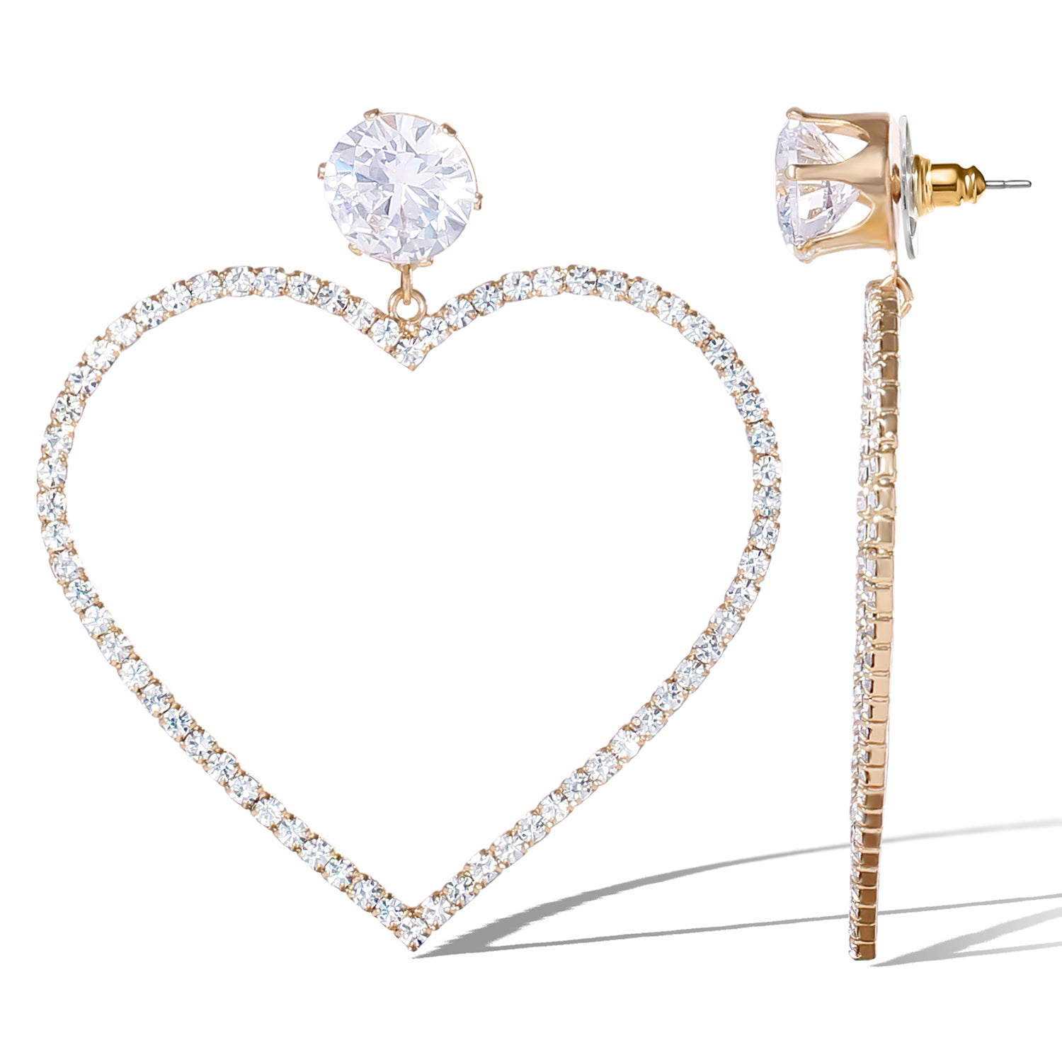 Jessica Simpson Crystal Heart Drop Earrings