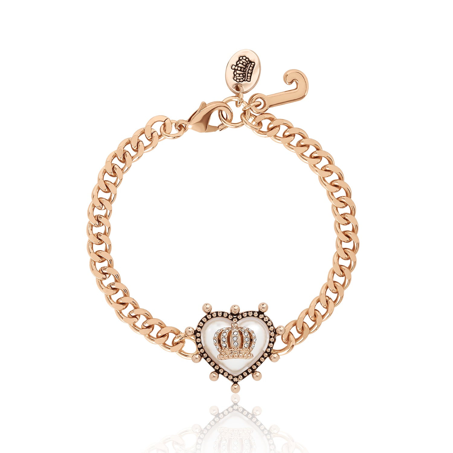 Juicy Couture Gold-Tone Chain Bracelet with Crown Heart Charm