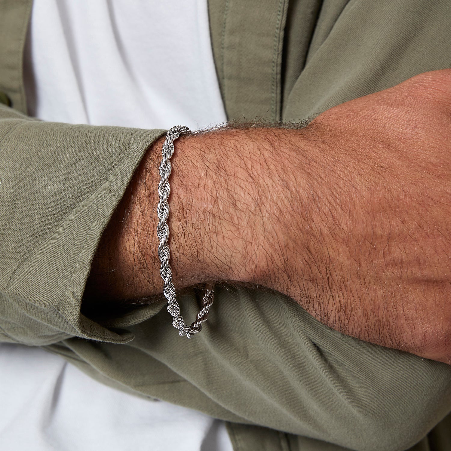 Lucky Brand Stainless Steel (304L) 5MM Rope Chain Necklace 22'' and Bracelet 8.5'' Set