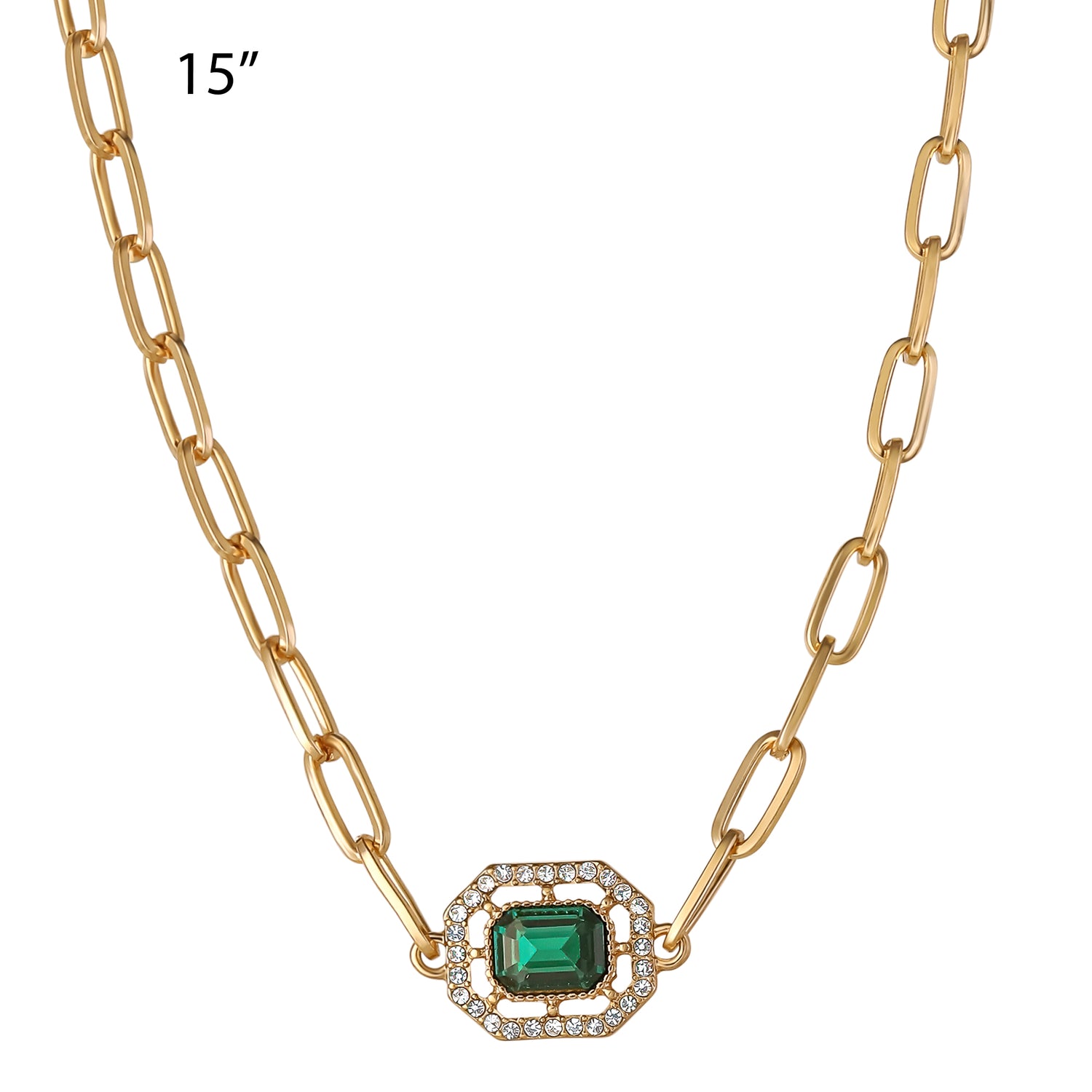 Jessica Simpson Gold-Tone Layered Necklace with Green Gemstone Accent