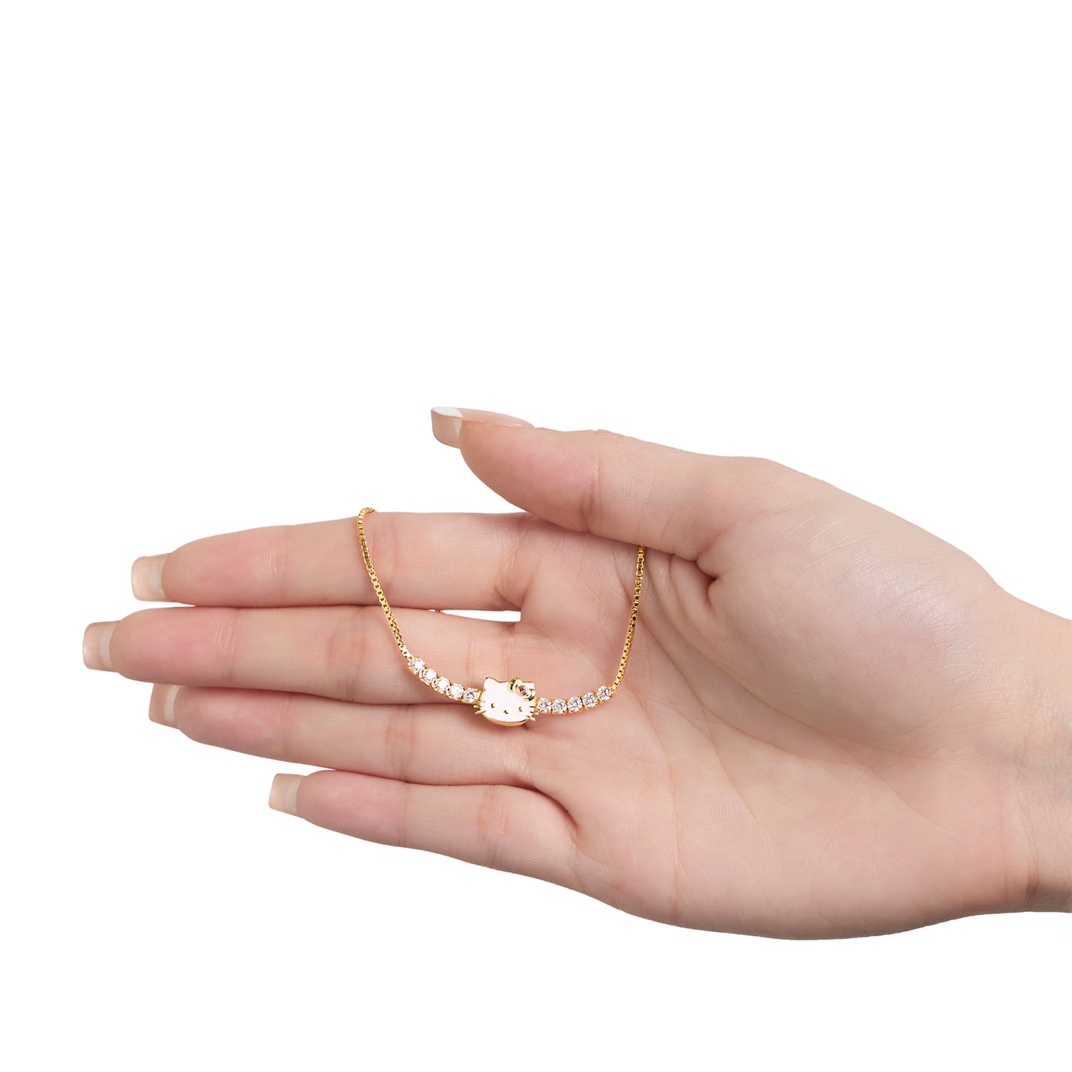 SALLY ROSE 925 YG PLT CZ HELLO KITTY LARIAT BRACELET