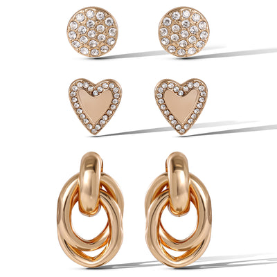 Jessica Simpson Heart Circle Stud Earring Set