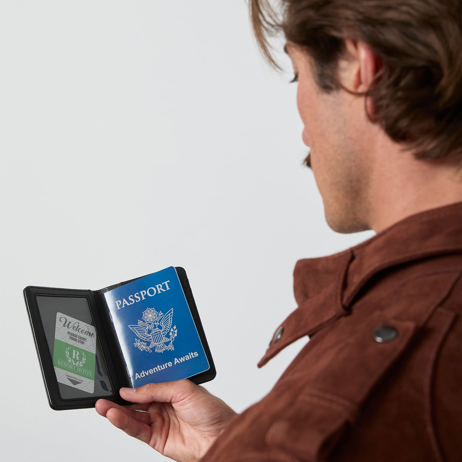 MEMBERS ONLY RFID BLACK DEBOSSED PASSPORT HOLDER