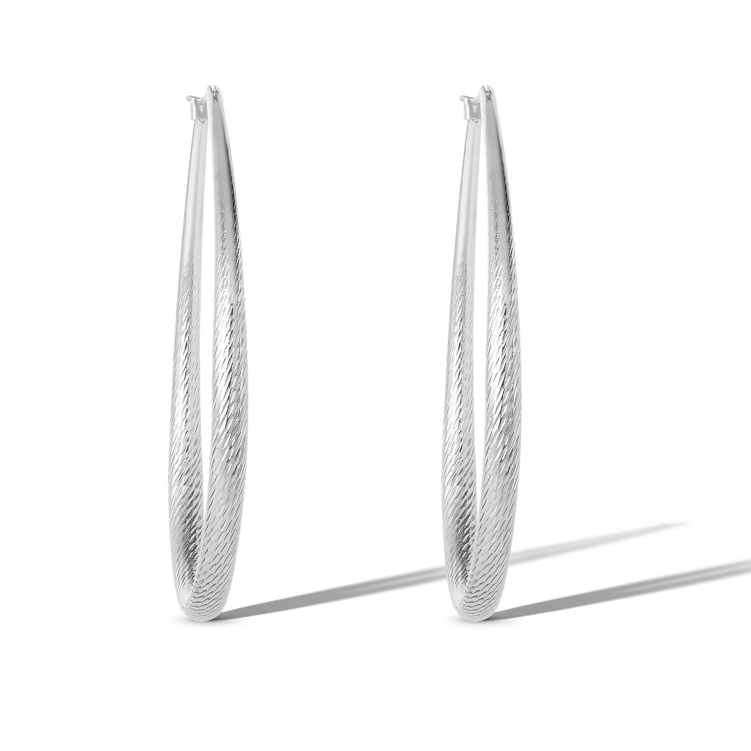 Jessica Simpson Womens Oval Textured Hoop Earrings - Silver-Tone Large Hoop Earrings