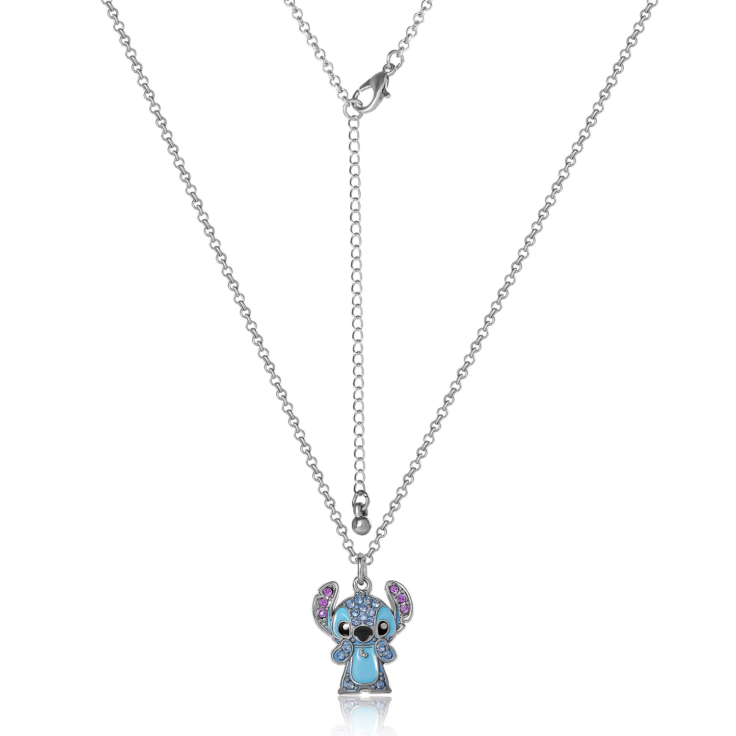 Disney Stitch Necklace for Women Official License, 16"+3" Fashion Pave Crystal Stitch Jewelry Gifts