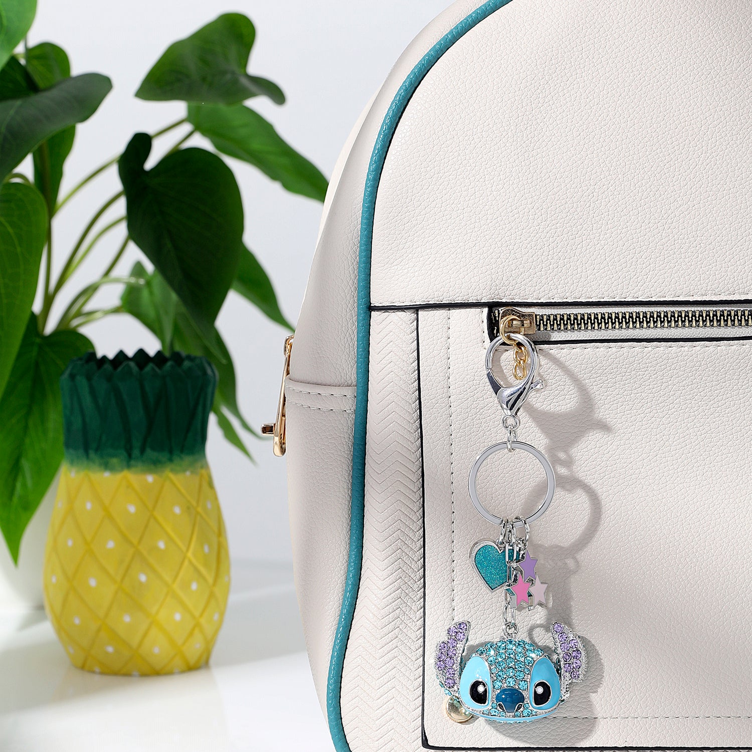 Disney Stitch Crystal Cluster Pavé Bag Charm Keychain – Officially Licensed