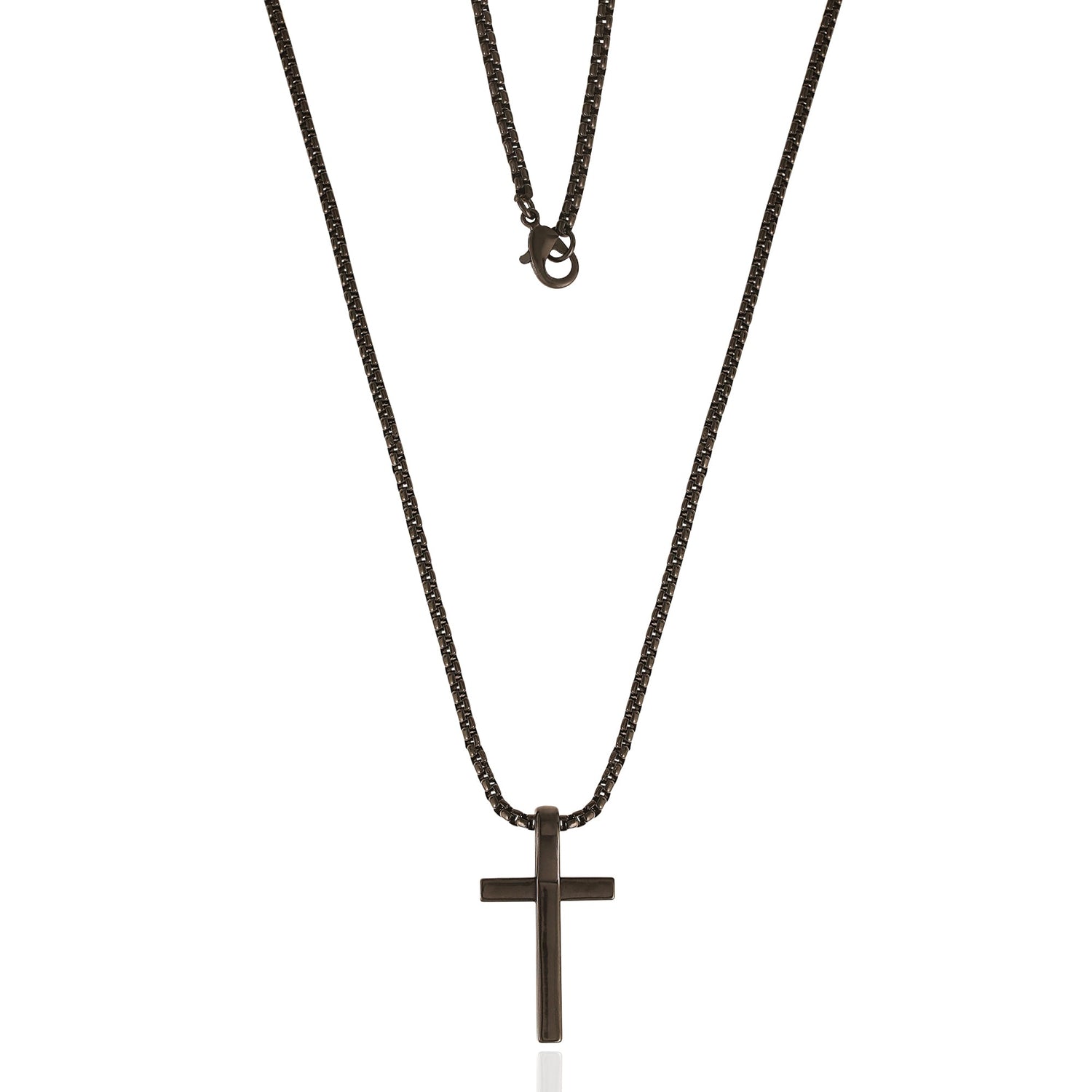 Lucky Brand Stainless Steel Cross Necklace for Men 22", Two-Tone Pendant Necklace, Cross Jewelry