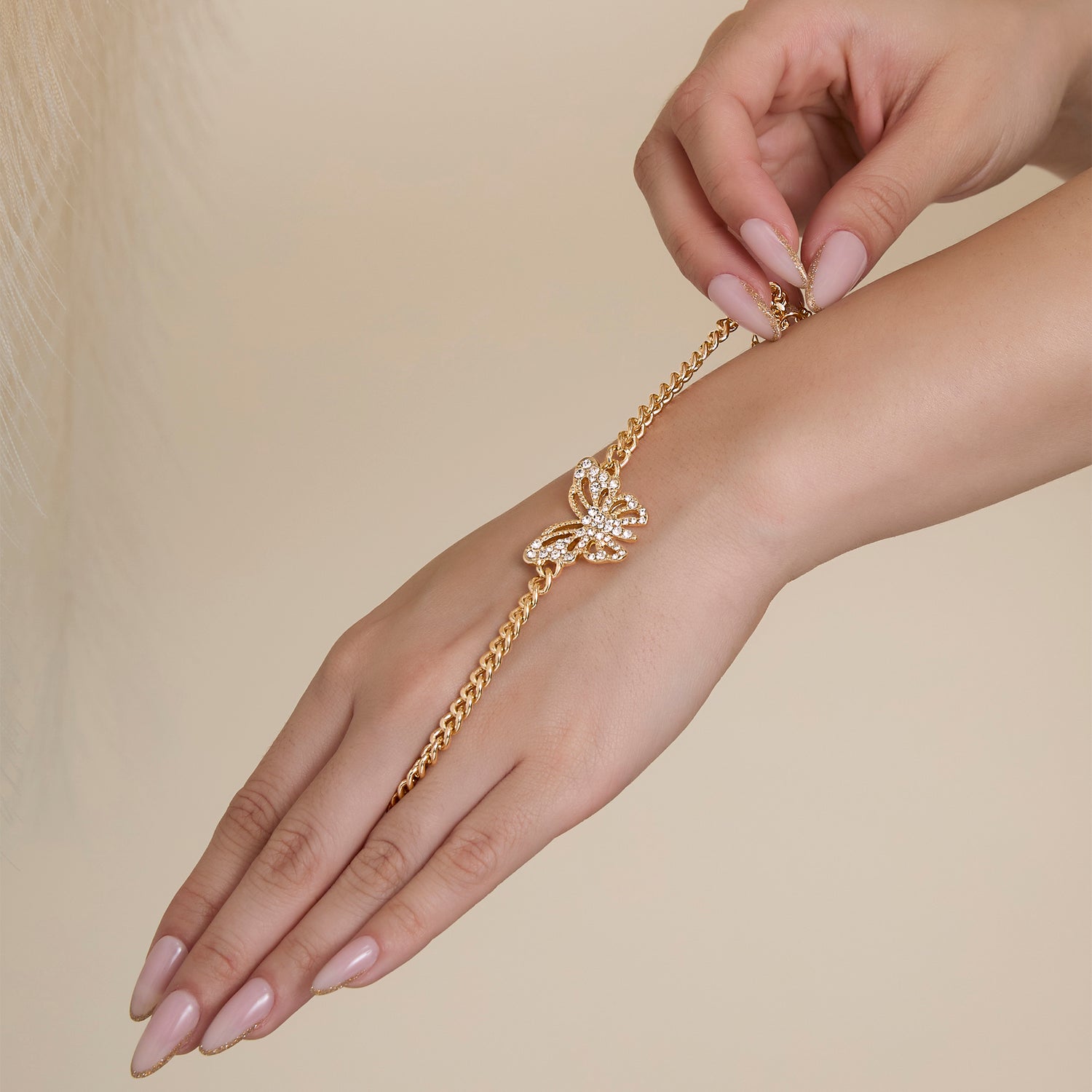 Jessica Simpson Gold-Tone Butterfly Crystal Chain Bracelet