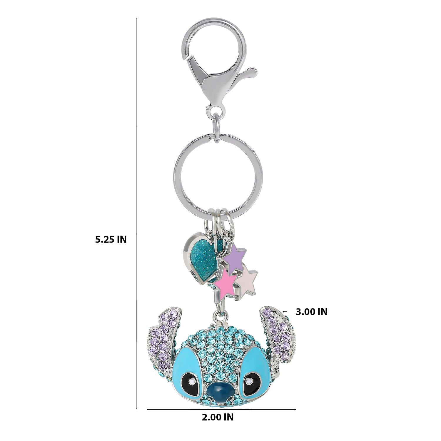 Disney Stitch Crystal Cluster Pavé Bag Charm Keychain – Officially Licensed