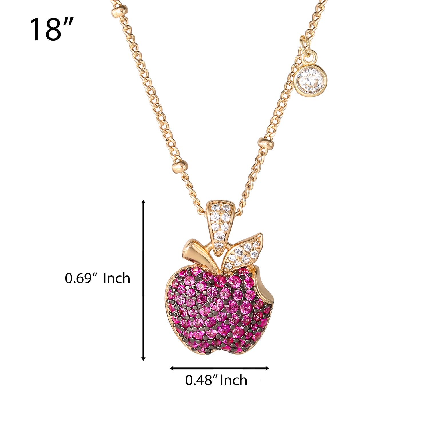Disney Snow White Pink Pavé Apple Pendant Necklace in Gold-Tone