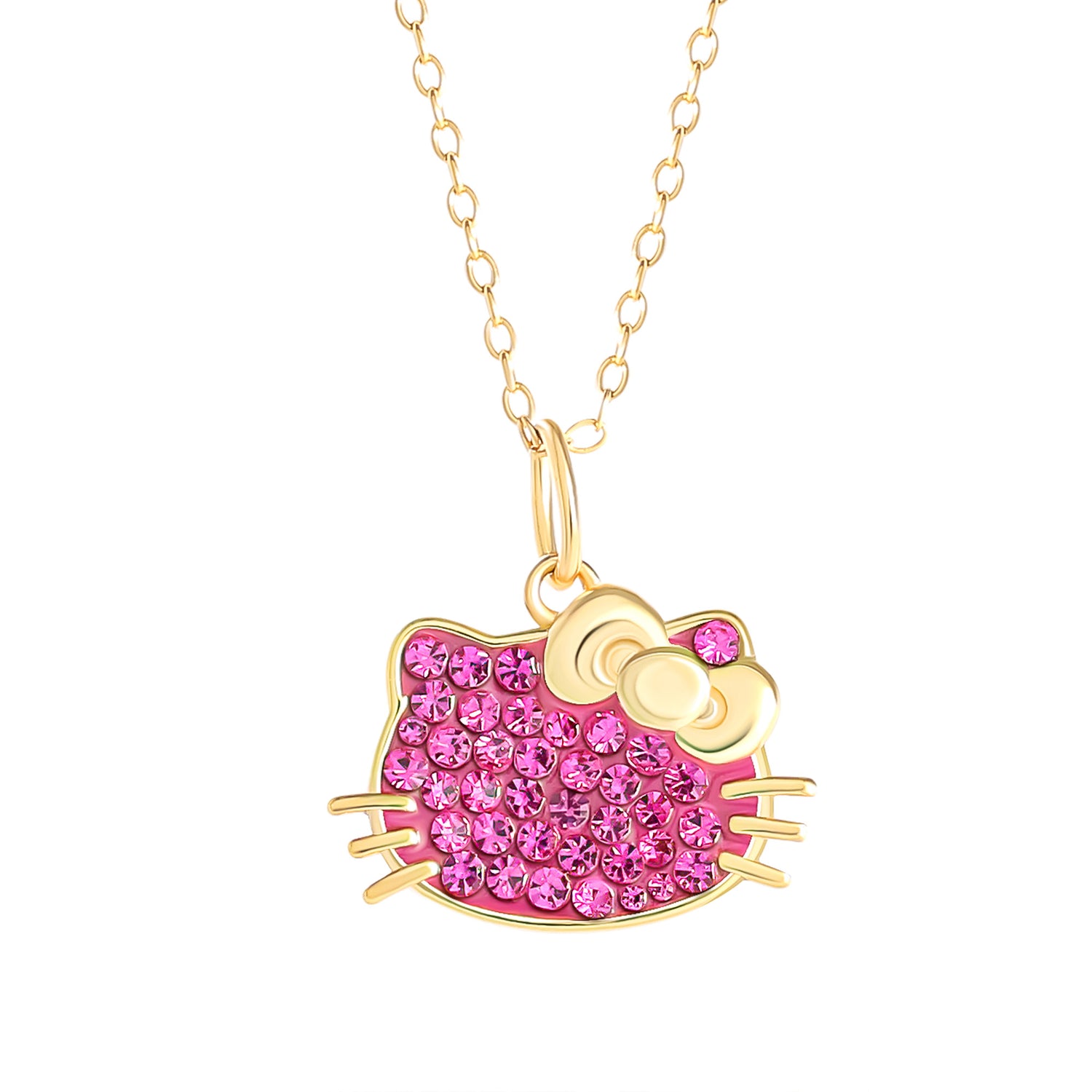 Hello Kitty Necklace for Women 18" Official License, 18K Gold Plated