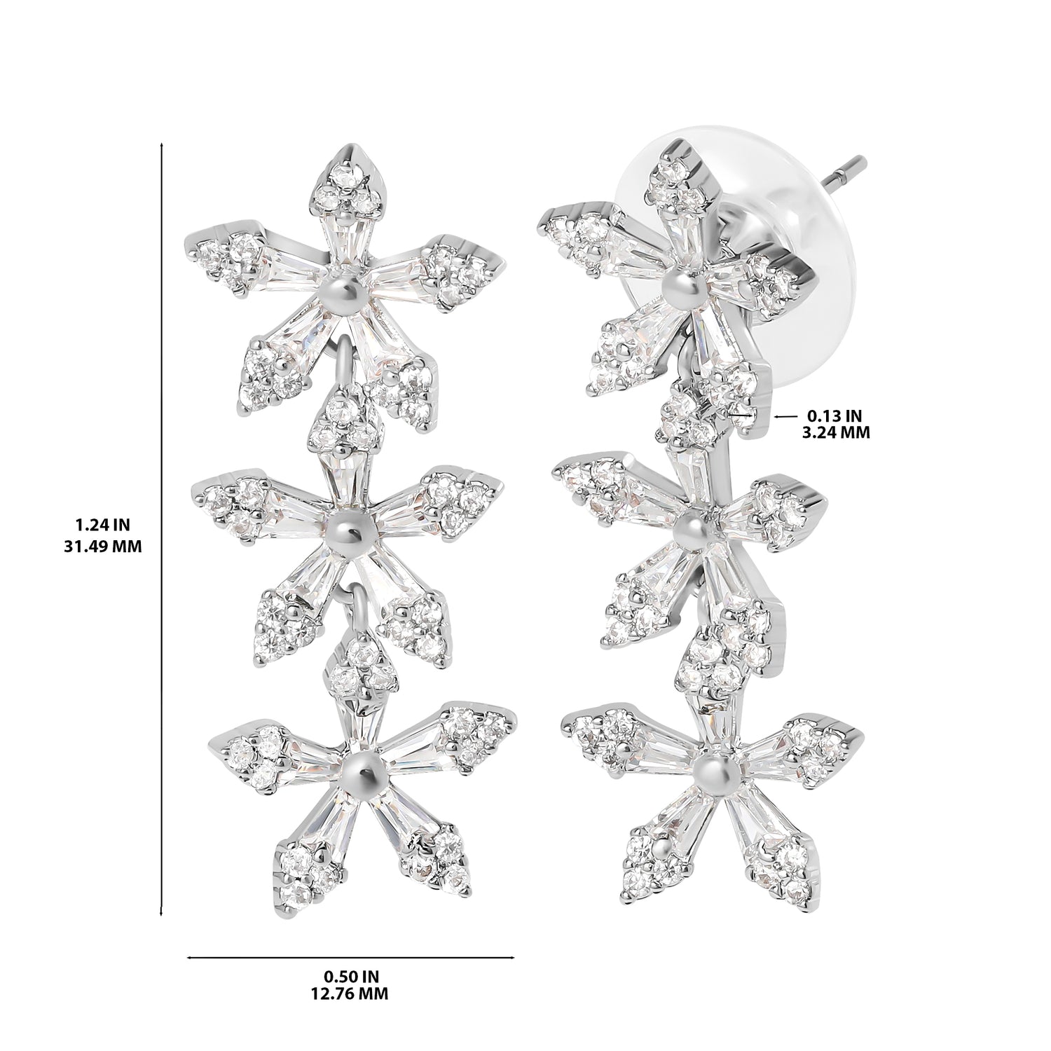 Jessica Simpson Crystal Snowflake Drop Earrings - Silver