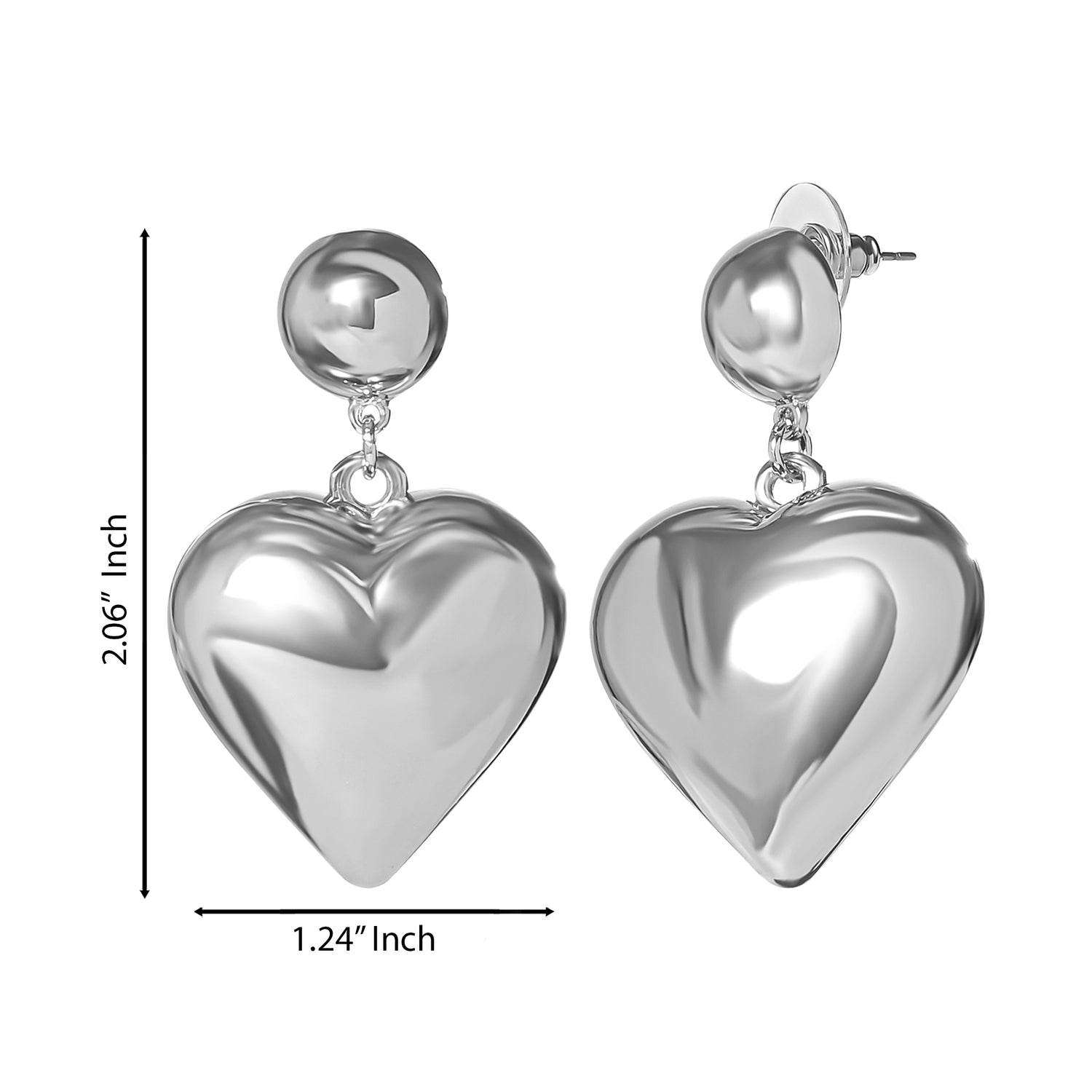 Jessica Simpson Puffy Heart Statement Stud Earrings in Silver-Tone