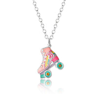 SALLY ROSE Barbie 3D Roller Skates Necklace, 16"+2" Silver Flash-Plated Barbie Pendant Necklace for Women Official License