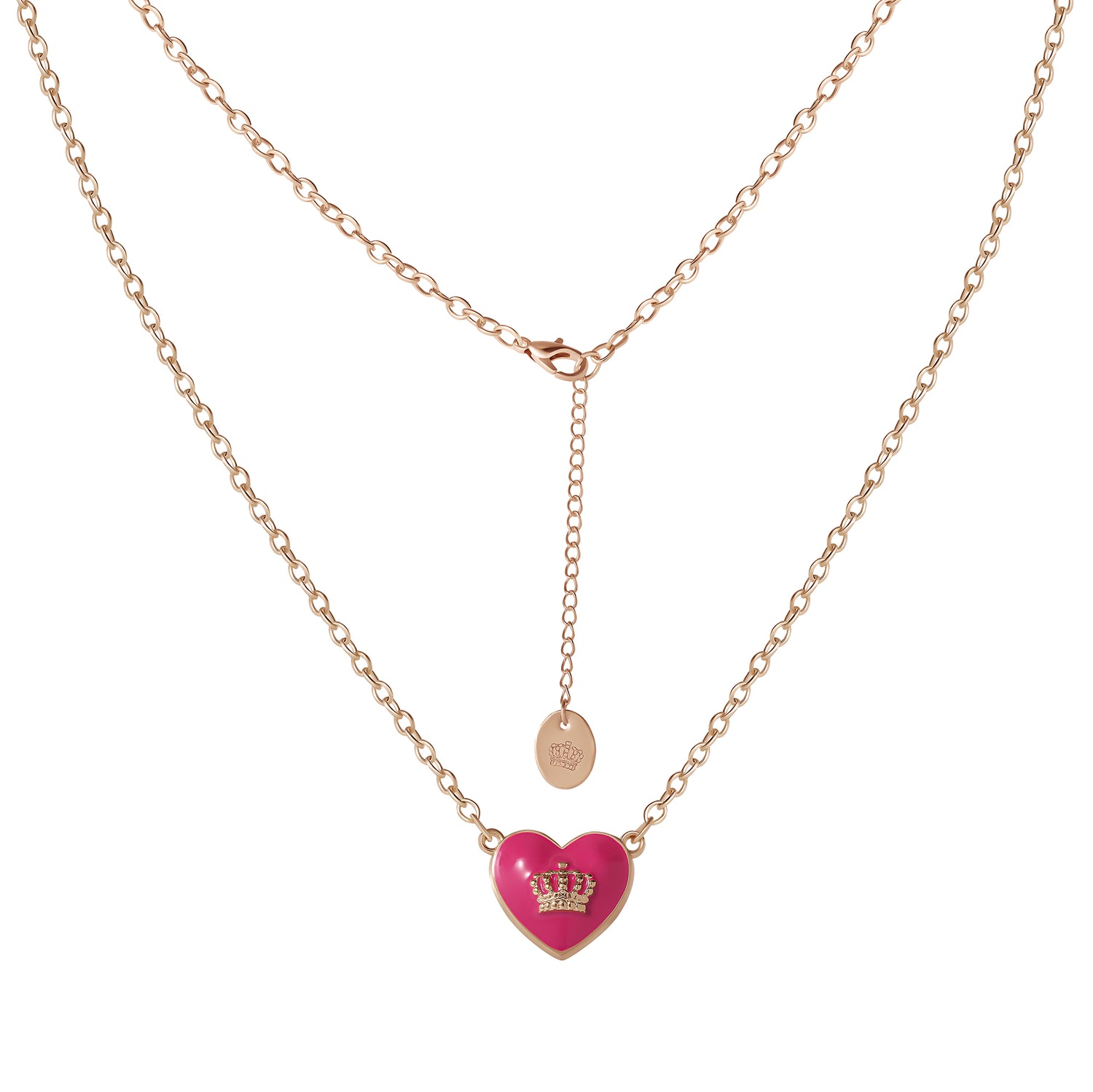 Juicy Couture 15? + 2? Crown Logo Heart Pendant Necklace ? Adjustable