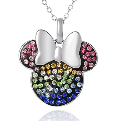 Disney Minnie Mouse Rainbow Crystal Pendant Necklace
