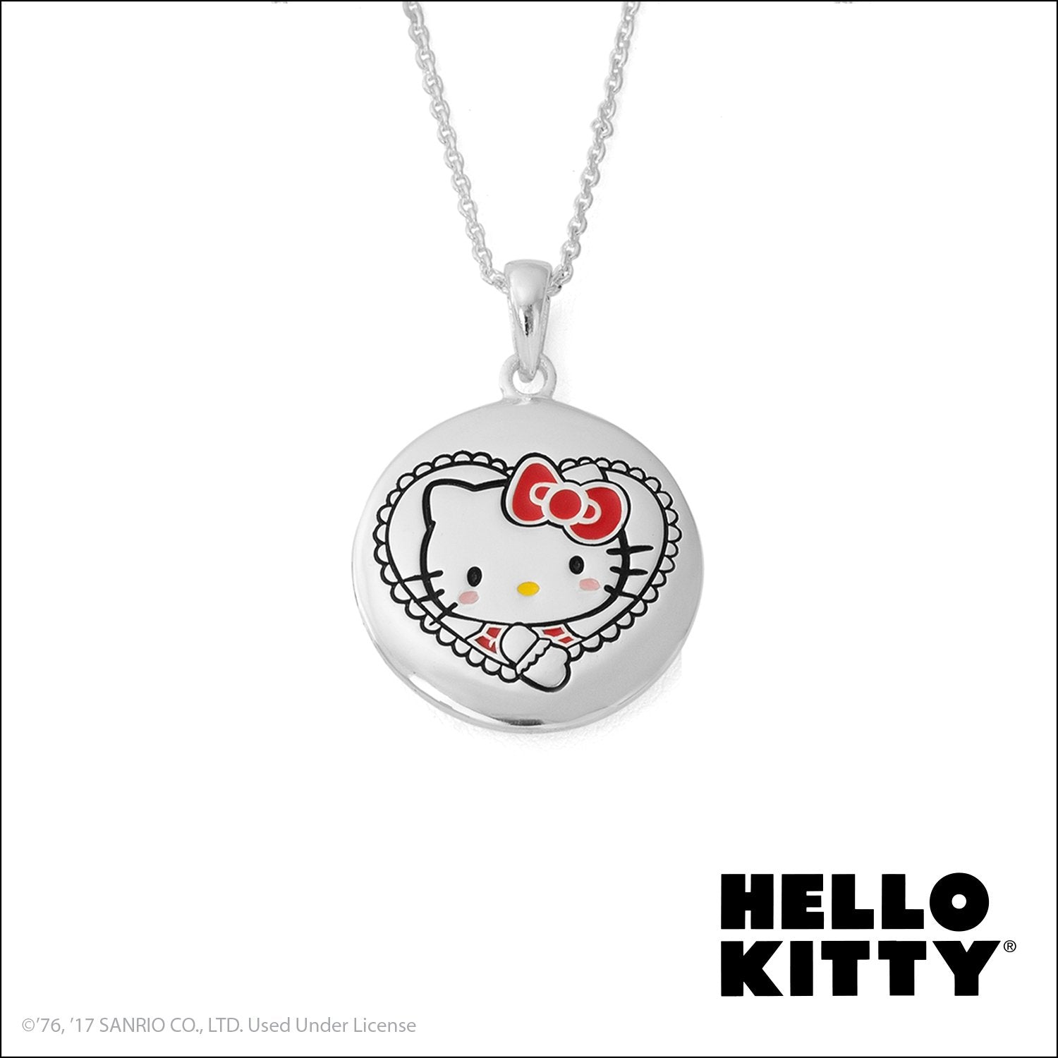 Hello Kitty Silver Plated I Love You Pendant Necklace, 18"