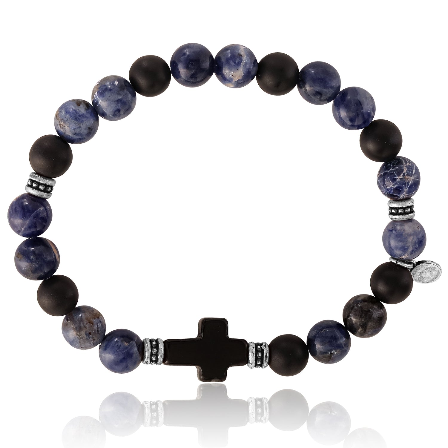 Lucky Brand Sodalite Bead Stretch Bracelets with Cross Accents