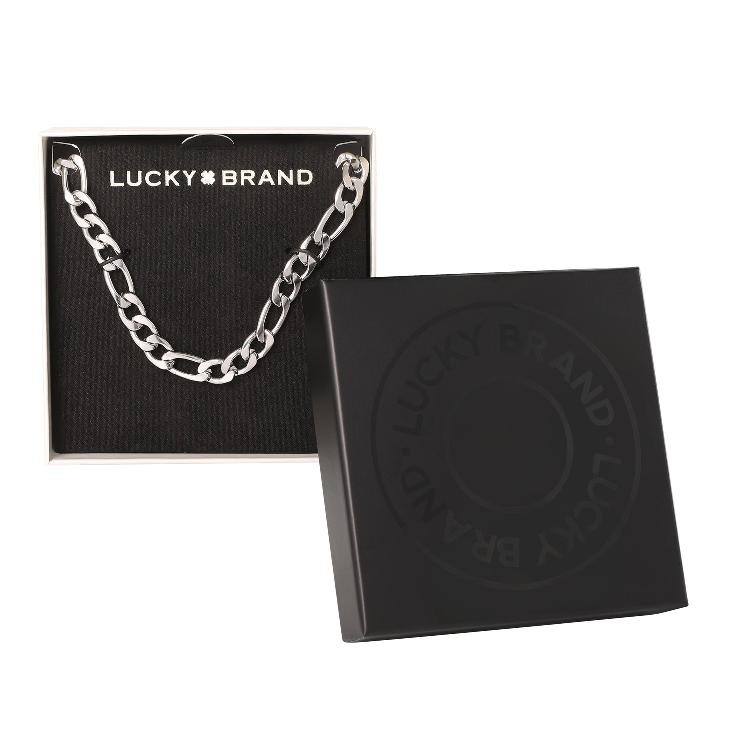 Lucky Brand Men’s Figaro Chain Necklace, Silver‑Tone 22'' Links