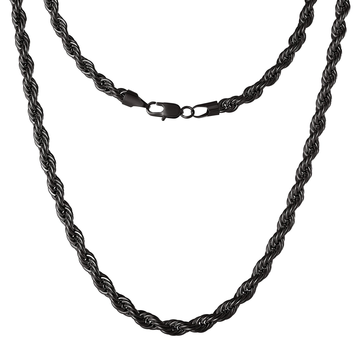Lucky Brand Mens Black Twisted Rope Chain Necklace