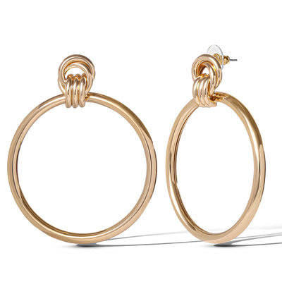 Jessica Simpson Oversized Gold Circle Drop Earrings