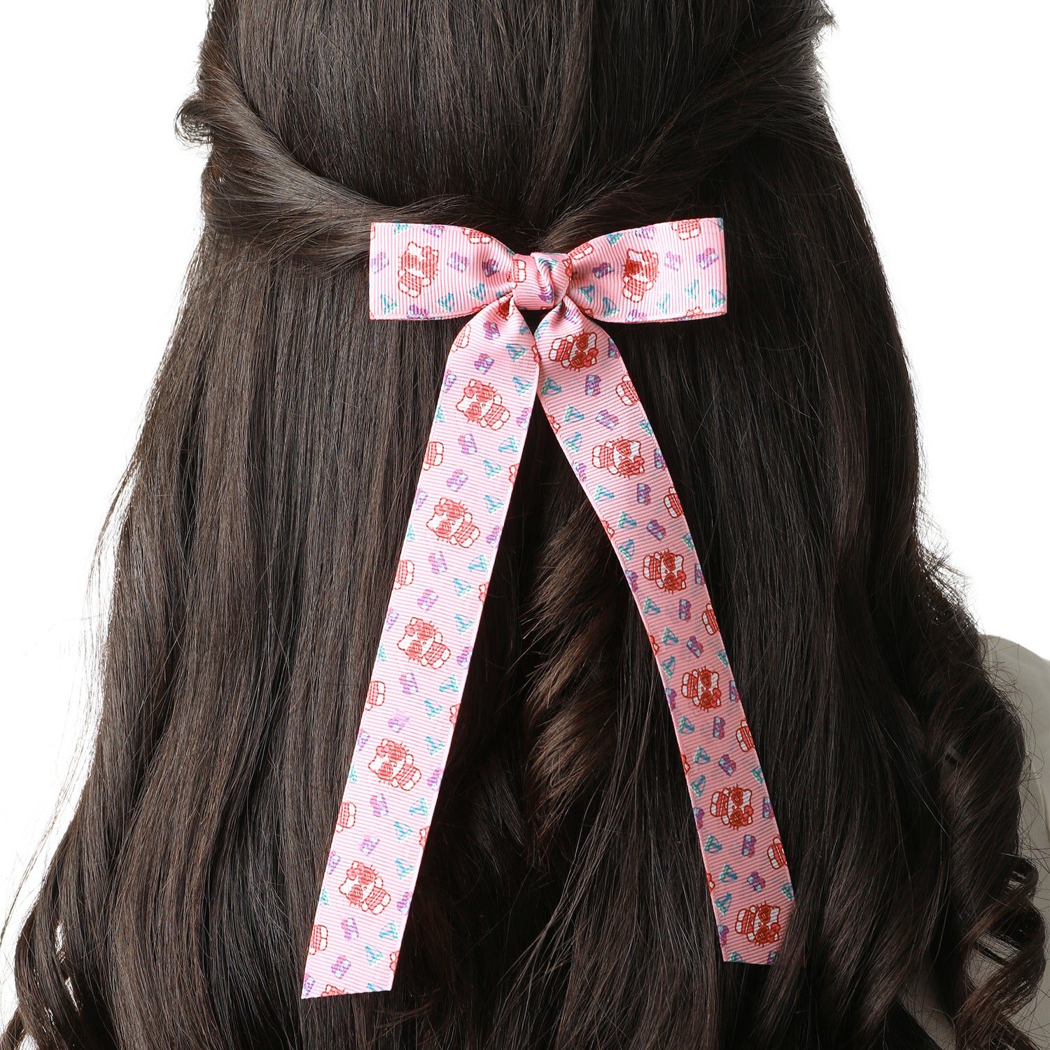 Hello Kitty and Friends Long Hair Bows 7-Piece Set Official License, Sanrio Hair Accessories with Kuromi and My Melody