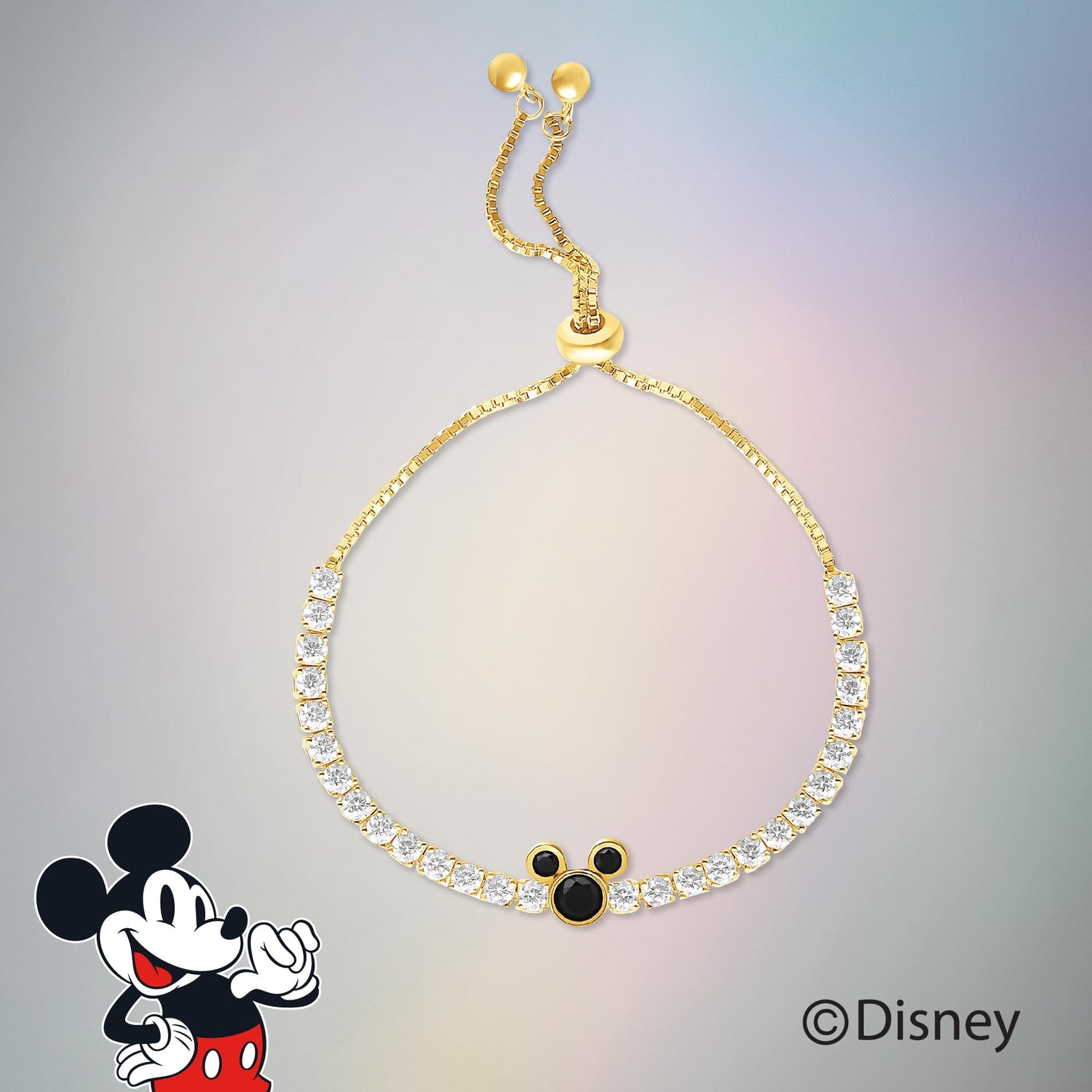 Disney Mickey Mouse Tennis Bracelet Official License, Flash Plated and Cubic Zirconia Bracelet