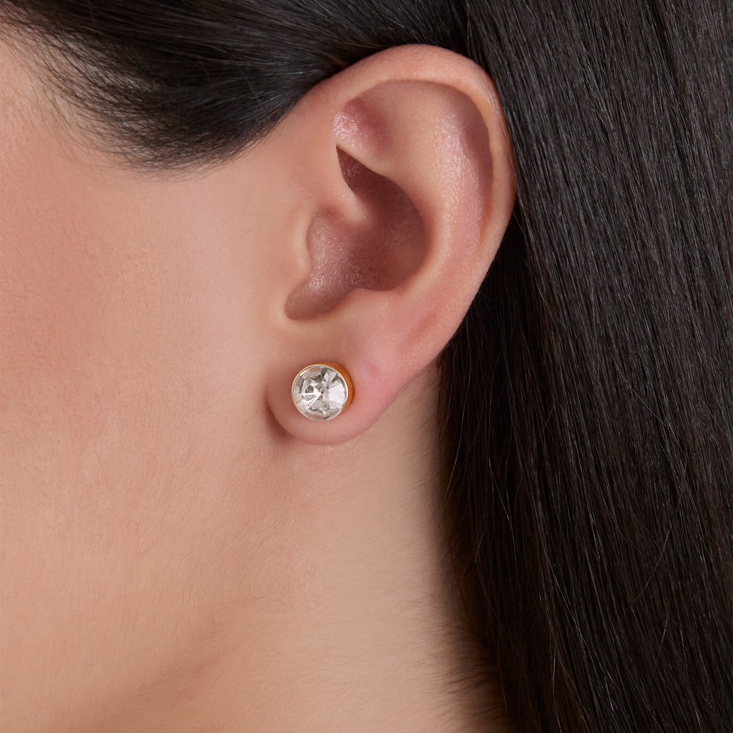 Jessica Simpson Rhinestone Hoop & Stud Earring Set of 3