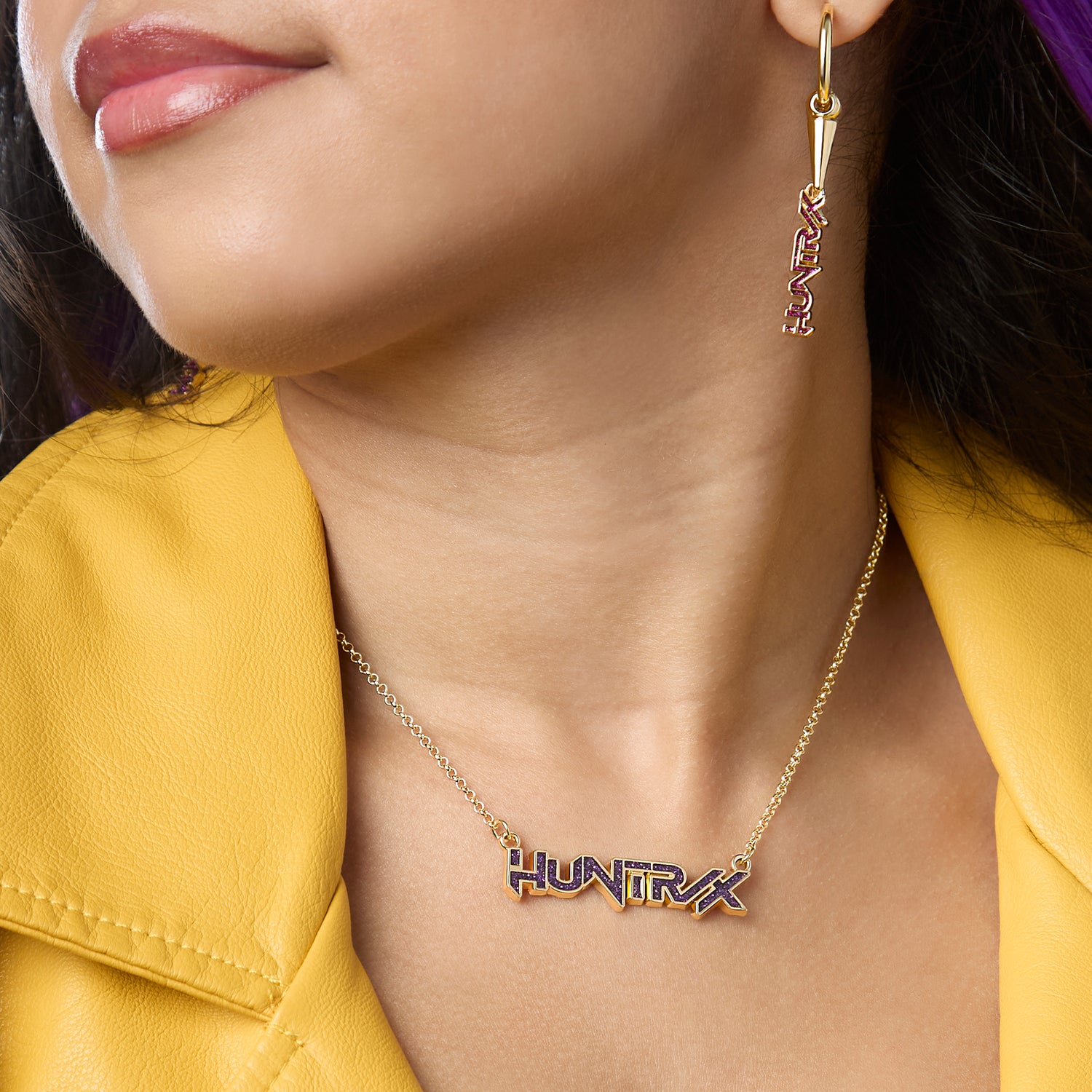 K-Pop Demon Hunters Huntrix Necklace Official License, 16"+3.25" Gold-Tone, K-Pop Gifts