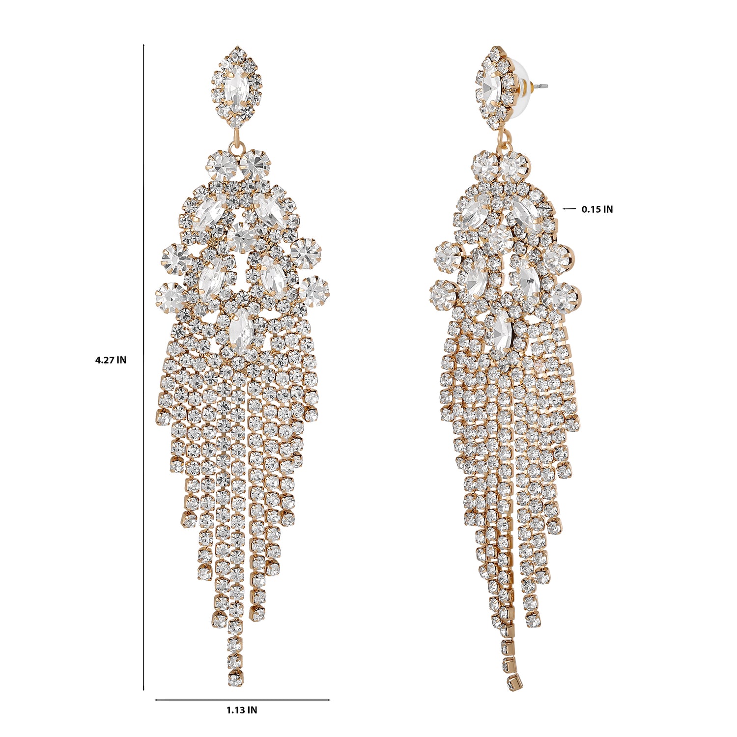 Jessica Simpson Crystal Fan Drop Earrings in Silver-Tone