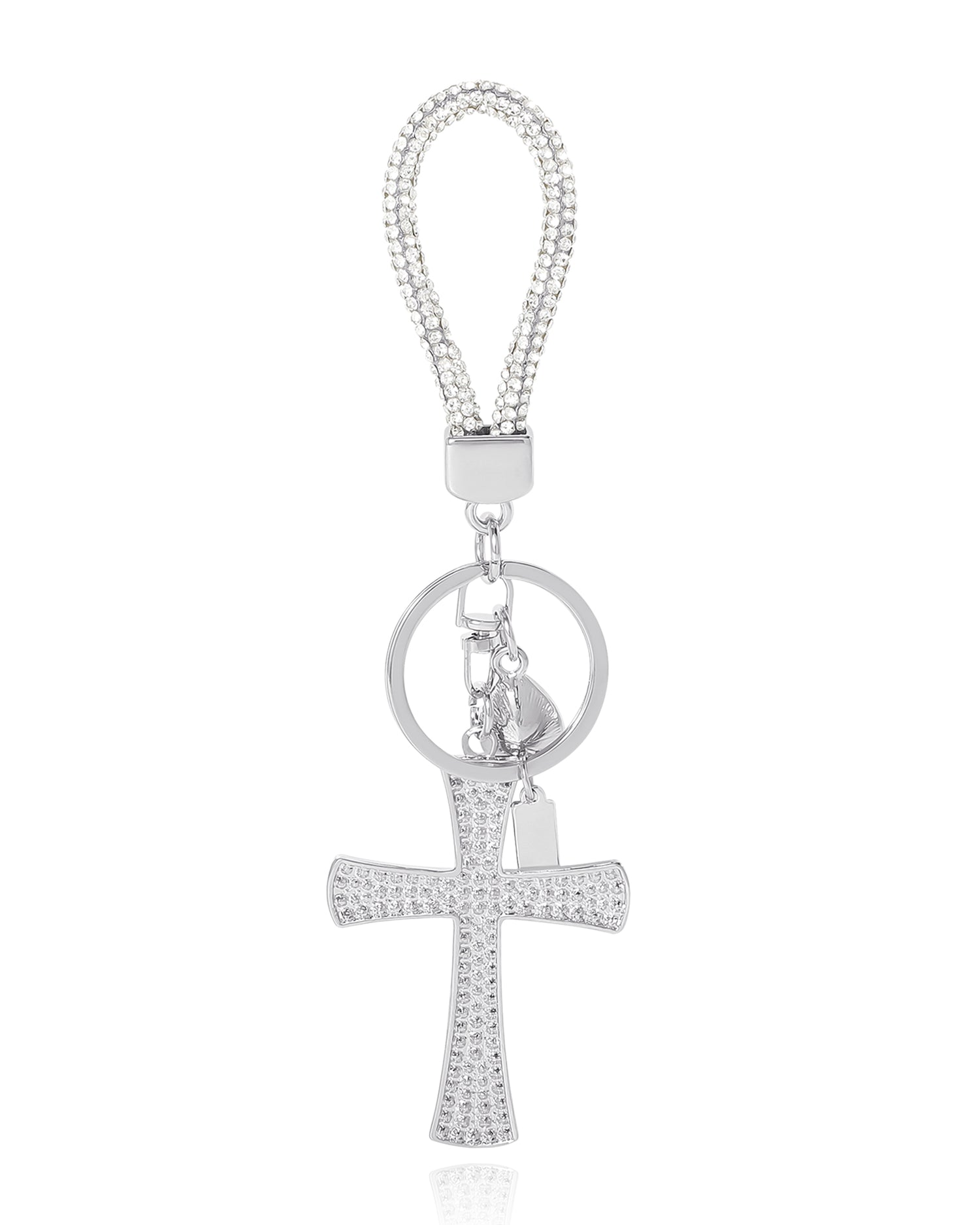 Jessica Simpson Pave Crystal Cross Keychain