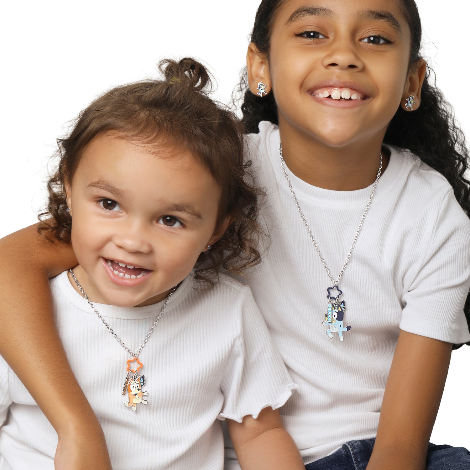 Bluey and Bingo BFF Pendant Necklace Set with Star and Charm Tags - 2 Piece Jewelry Gift